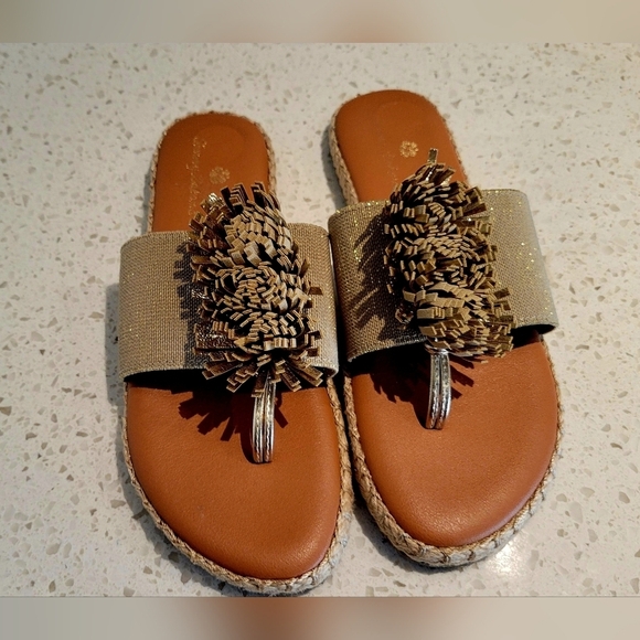 Tommy Bahama Shoes - Tommy Bahama Women's Tan Brown Slide Sandals | Size 6.5